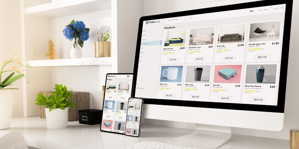 Moderne e-commerce website auf verschiedenen Endgeräten
