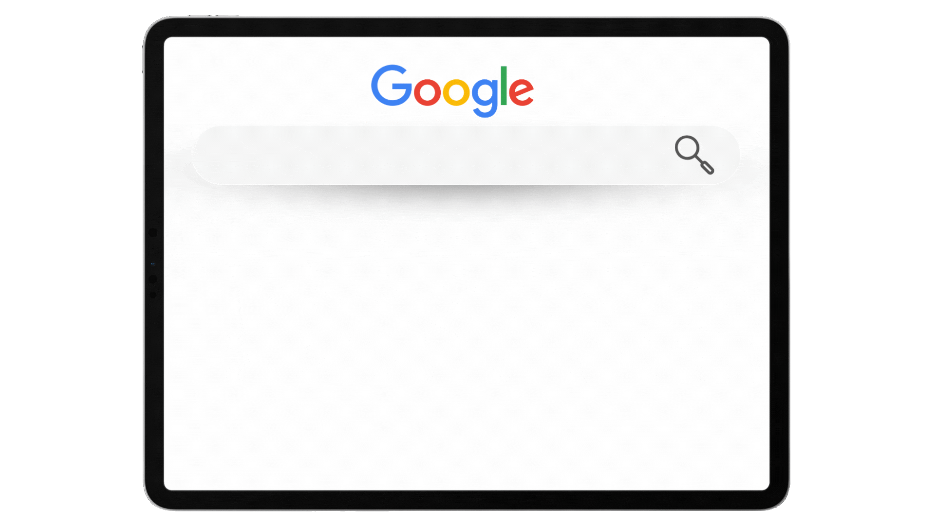 Ein Tablet mit einer Google-Suche Animation