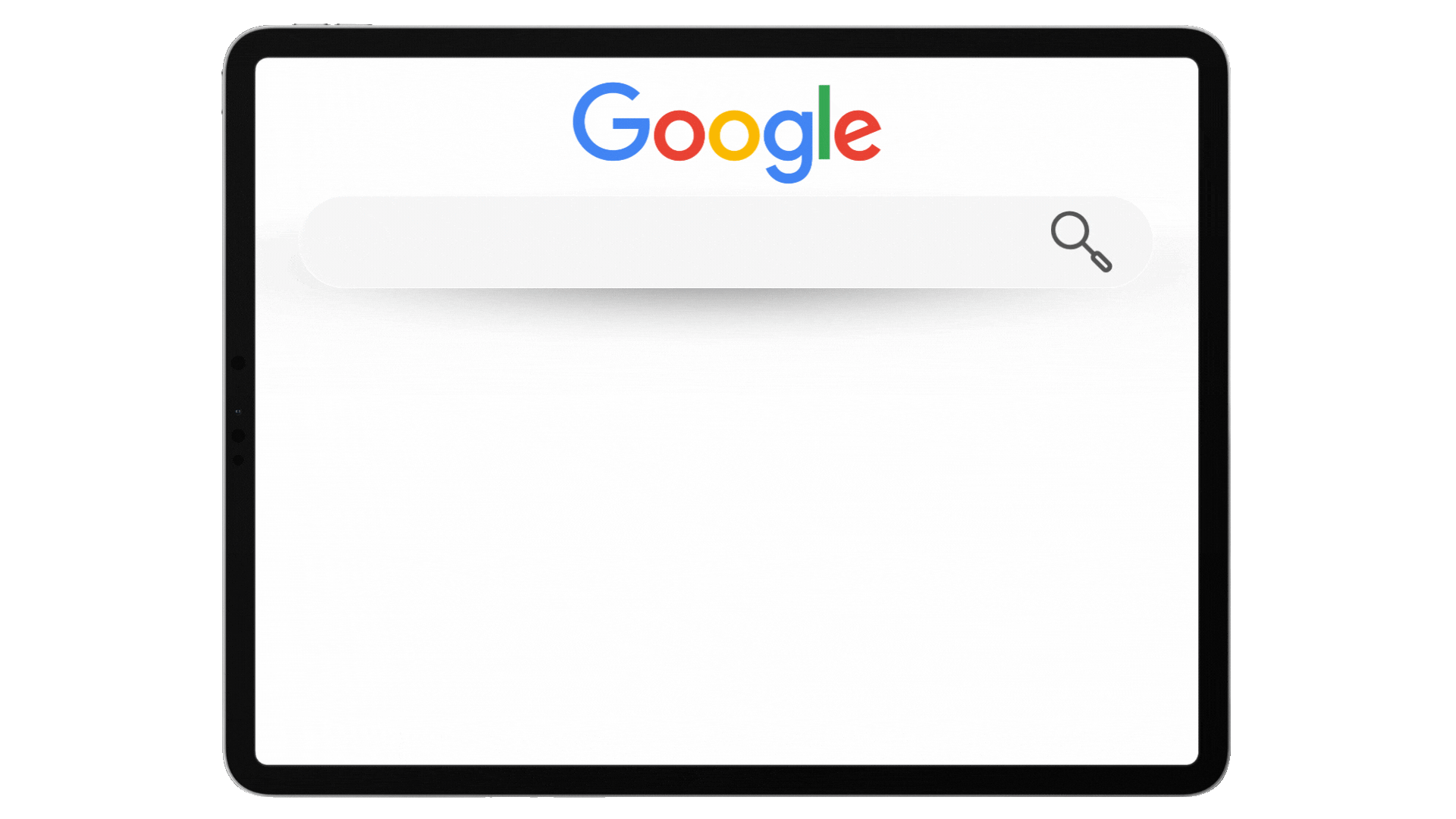 Ein Tablet mit einer Google-Suche Animation