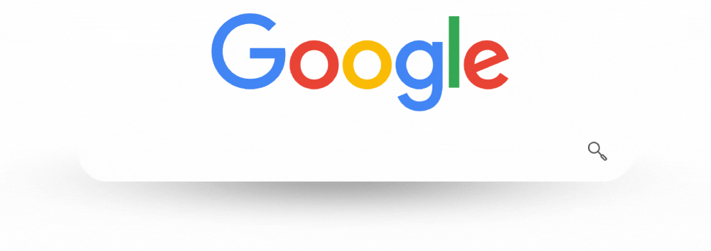 Eine Animation mit einer Google Sucheingabe