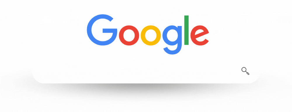 Eine Animation mit einer Google Sucheingabe